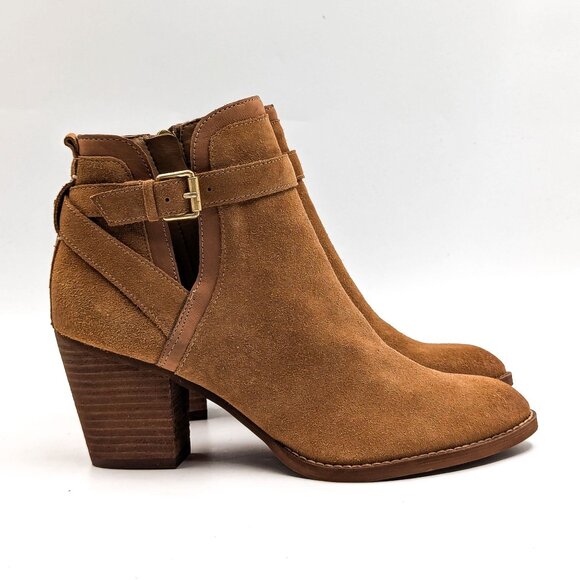 Sam Edelman Women Maurine Tan Suede Western Cutout Ankle Suede Boots sz 10 - Picture 3 of 10